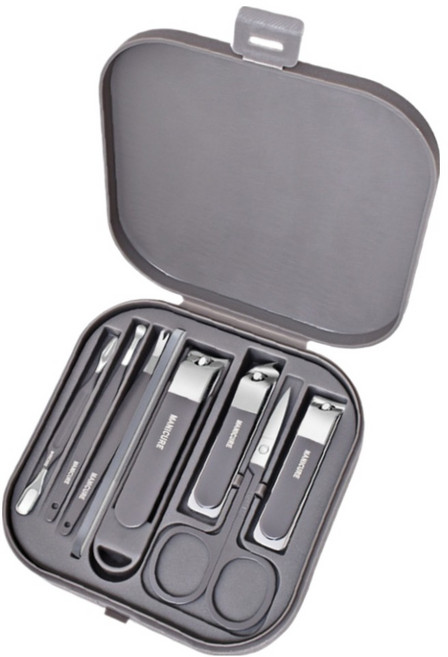 온온 컬러풀 고급 손톱깎이 8종 세트, 1세트, 그레이