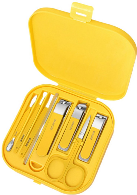 온온 컬러풀 고급 손톱깎이 8종 세트, 1세트, 옐로우