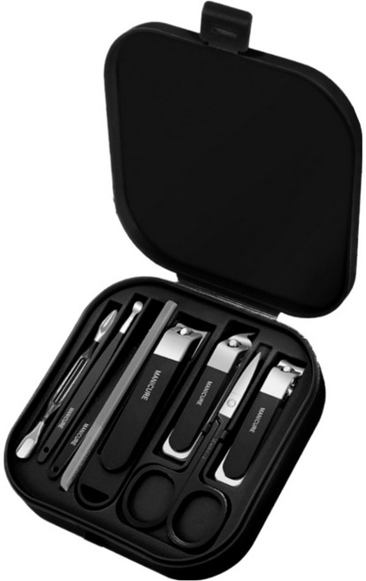 온온 컬러풀 고급 손톱깎이 8종 세트, 1세트, 블랙