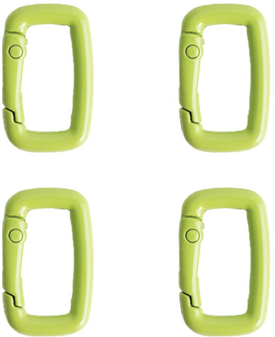 yarna 스퀘어 카라비너 키링, 그린, 4개