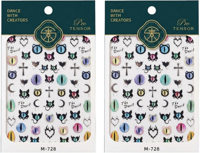 온온 고양이 눈 포인트 네일스티커, 2개, 타입A