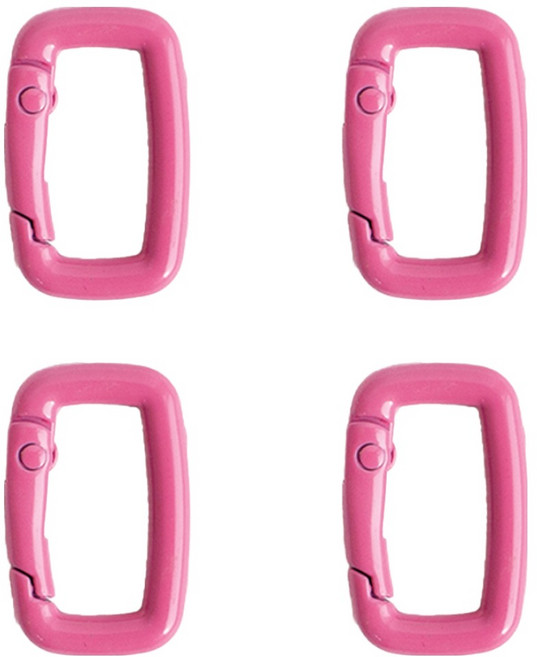 yarna 스퀘어 카라비너 키링, 핑크, 4개