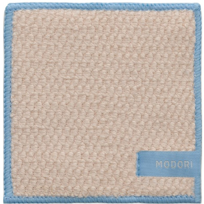 모도리 산뜻 티코스터 극세사 컵받침 버터크림, 블루스티치, 1개