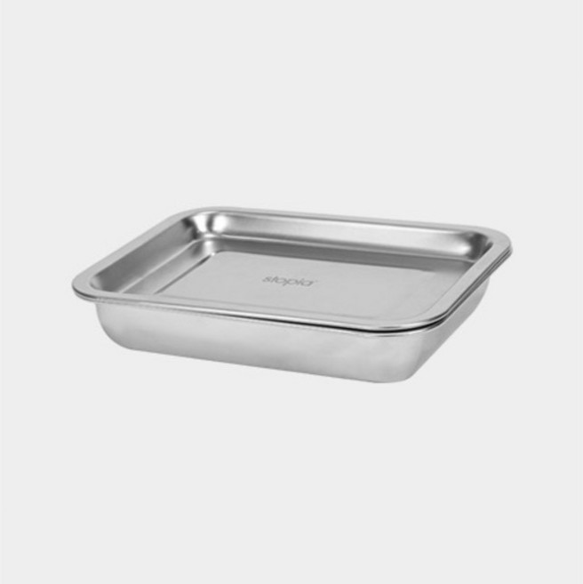 스토피아 연마제 없는 튀김 채소 생선 사각 스텐트레이 밧드 바트 3종 세트, 1세트, 로우트레이 + 랙 + 딥트레이