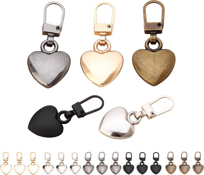 코오미 하트모양 지퍼 5종 원터치 수선 고리 6W0080, 20개, 혼합색상