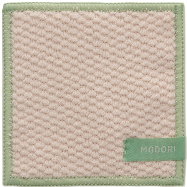 모도리 산뜻 티코스터 극세사 컵받침 버터크림, 그린스티치, 1개