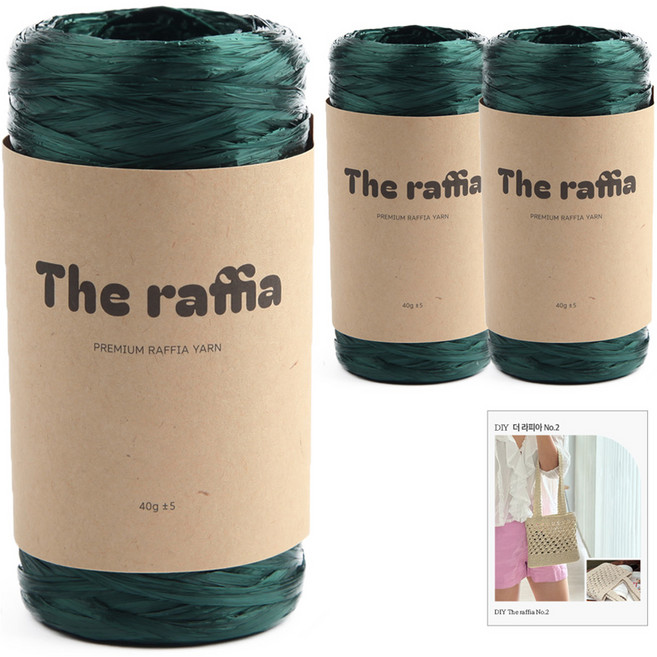 브랜드얀 더 라피아 DIY No2 백 3p + 도안 세트, 6403 딥그린 유광, 1세트