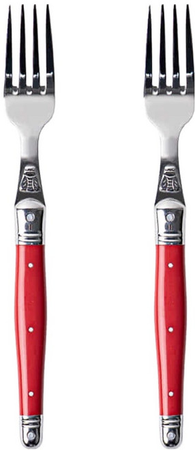 장듀보 라귀올 양식 커트러리 메인 디너포크, 레드, 2개