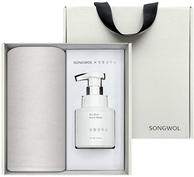 송월타월 생활공작소 내츄럴코지 세면타월 150g 30수 면사 + 핸드워시 250ml 멀티 선물세트, 아이보리, 1세트