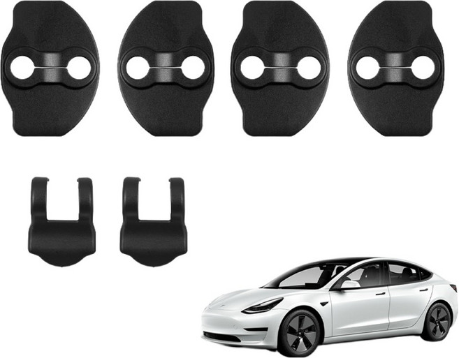 벤딕트 튜닝 도어 스트라이커 힌지 커버 세트, 블랙, 테슬라 모델3