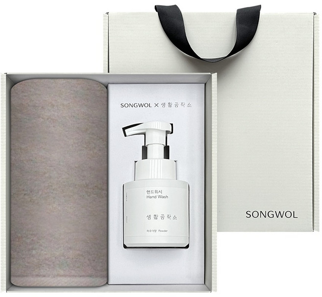 송월타월 생활공작소 내츄럴코지 세면타월 150g 30수 면사 + 핸드워시 250ml 멀티 선물세트, 연갈색, 1세트