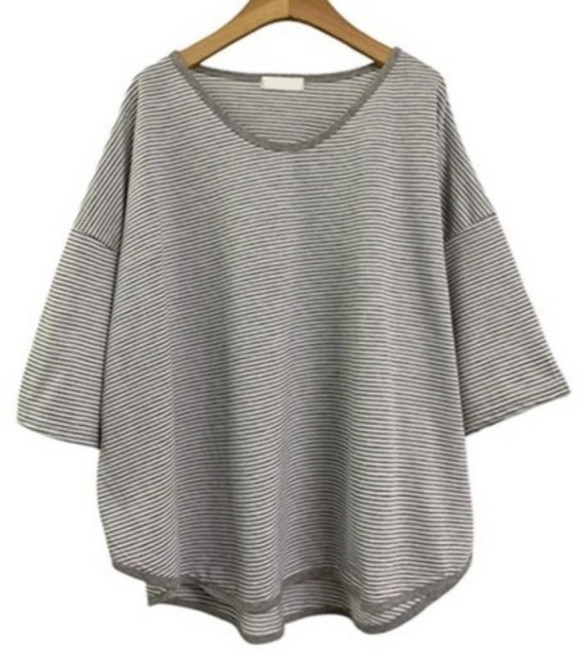 린다샵 여성용 레호달 페르 브이넥 스트라이프 루즈핏 반팔 티셔츠 cpt17536k62