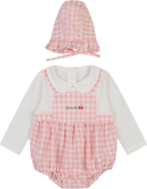 압소바 신생아용 미료 바디슈트 + 모자 세트