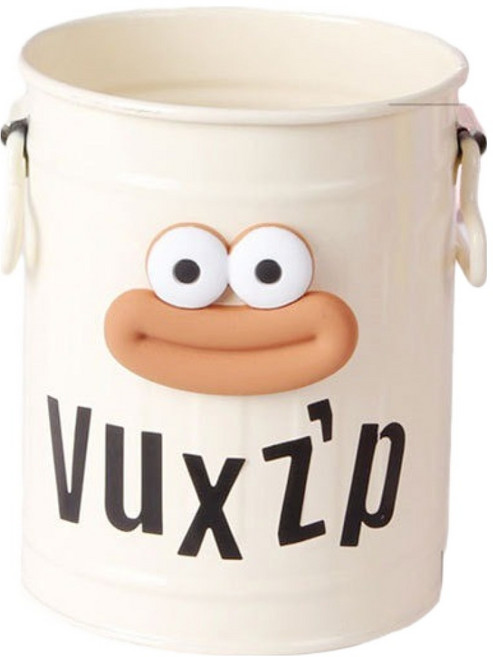 탑피아 철제 펜꽂이 사무실 책상 정리함, 흰색 양동이 + 편지 스티커, 1개