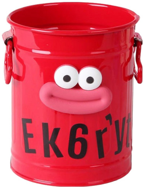 탑피아 철제 펜꽂이 사무실 책상 정리함, 빨간 양동이 + 편지 스티커, 1개