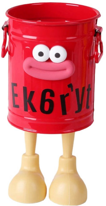 탑피아 철제 펜꽂이 사무실 책상 정리함, 빨간 양동이 + 편지 스티커 + 발, 1개