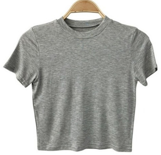 시크블랙 여성용 진무도 무지 슬림 크롭 반팔 티셔츠 cpt17557k62