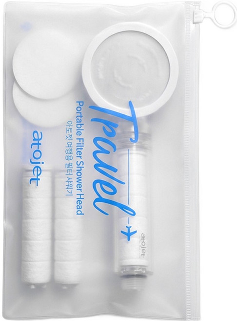 아토젯 여행용 필터 샤워기 본품 + 헤드 필터 2p + 바디 필터 2p + 파우치 세트 JNE-150, 투명, 1세트