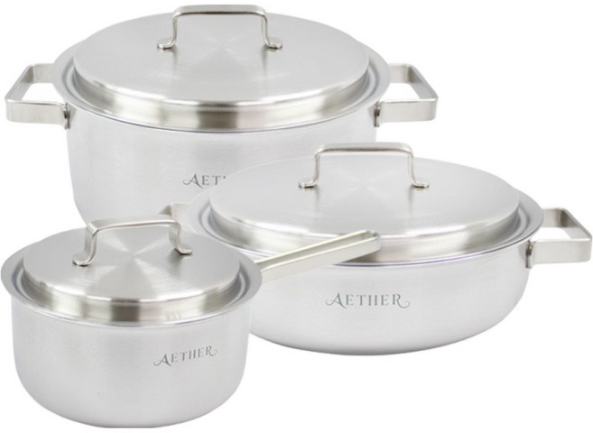 HANIL STAINLESS STEEL 電磁爐用五層Etere鍋具3件組 C