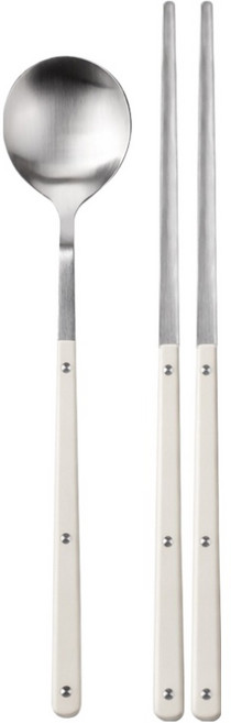 이와이엔스토리 코코 단아 PP핸들 수저세트, 화이트, 1세트, 숟가락 + 젓가락