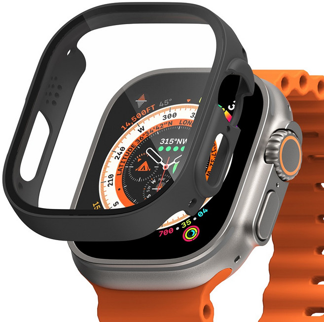 신지모루 풀커버 베이직 액정보호 강화유리 케이스, 블랙, 1개