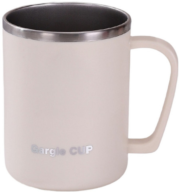 코다치프 스텐 304 칫솔 보관 손잡이 원형 라운드 욕실 양치컵 8.5 x 11 cm, 쿨 아이보리, 1개