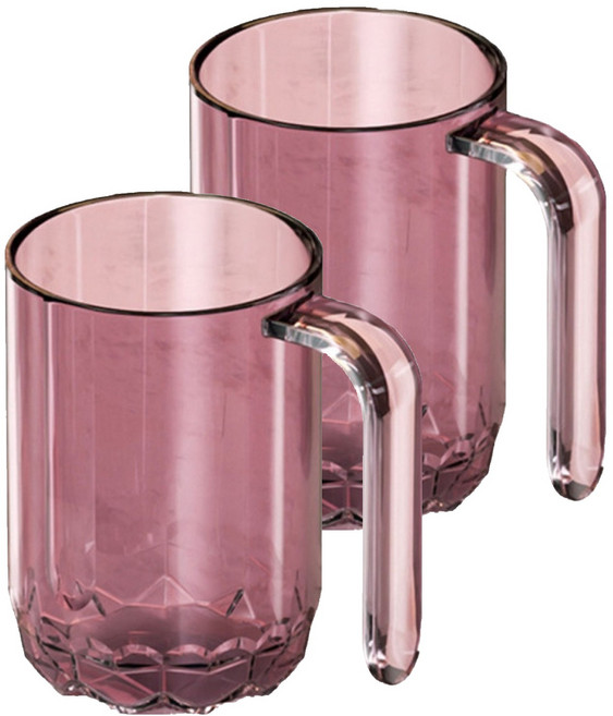 코다치프 가정용 북유럽 투명 클리어 심플 양치컵 7.2 x 10.2 cm, 4 퍼플, 2개