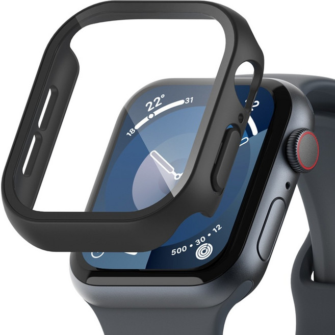 신지모루 풀커버 베이직 액정보호 강화유리 케이스, 블랙, 1개