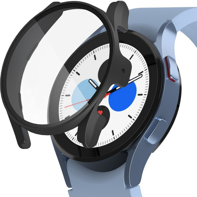 신지모루 풀커버 베이직 액정보호 강화유리 케이스, 블랙, 1개