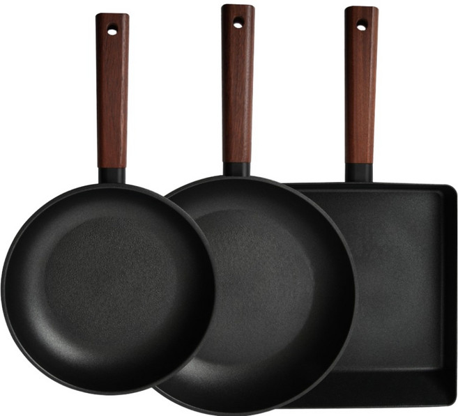 델라고 인덕션 오일마스터 프라이팬 3종 세트 3개, 블랙, 1세트, 프라이팬 24cm + 후라이팬 28cm + 계란말이팬 24cm