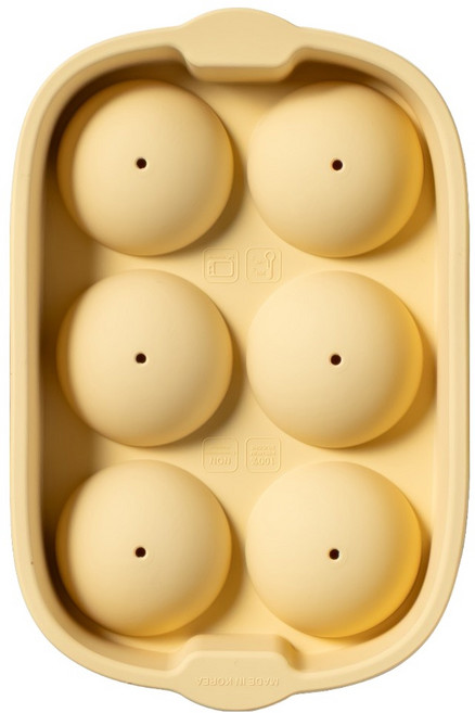 키친팩토리 국산 파스텔 실리콘 원형 얼음틀 6구, 옐로우버터, 1개