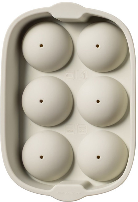 키친팩토리 국산 파스텔 실리콘 원형 얼음틀 6구, 아이보리, 1개