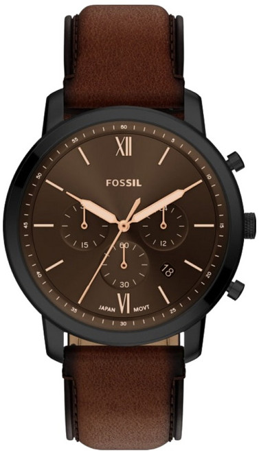 FOSSIL 男士 Neutra 計時碼錶皮革手錶 FS6163