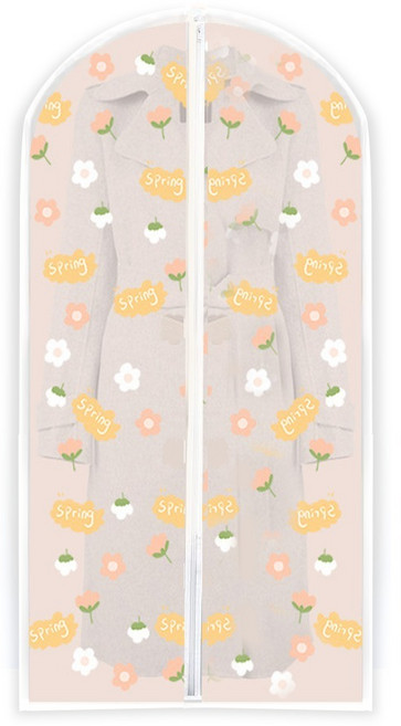 코다치프 투명 옷커버 핑크 꽃 지퍼 스타일, 1개, 1개입