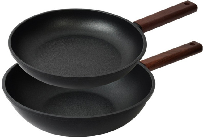 델라고 인덕션 오일마스터 프라이팬 세트 2개, 블랙, 1세트, 프라이팬 24cm + 웍팬 26cm
