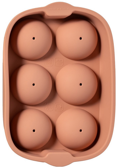 키친팩토리 국산 파스텔 실리콘 원형 얼음틀 6구, 코랄핑크, 1개