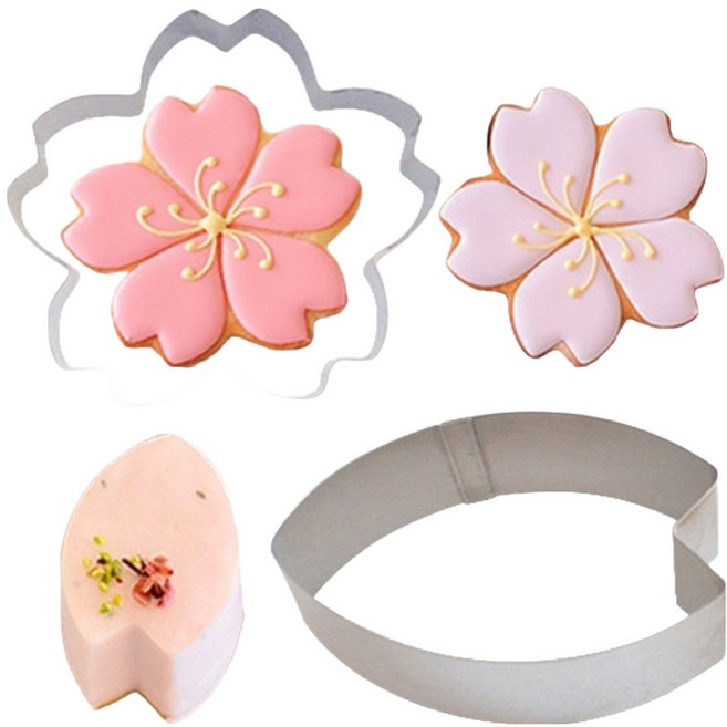코타 스텐 벚꽃잎 커터 + 벚꽃 커터 세트 MP544, 혼합색상, 1세트