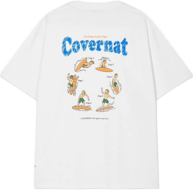 커버낫 남성용 쿨 코튼 서핑 모션 그래픽 티셔츠