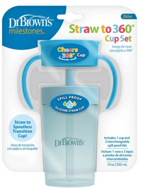 닥터브라운 NEW 360도 All in One 흘림방지컵, 블루, 1개, 300ml - 쿠팡