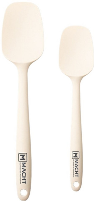 MACHT 프리미엄 실리콘 요리스푼 2종 세트, 1세트, 크림화이트, 요리스푼 대 + 요리스푼 소