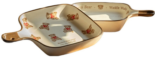 메종오브제 로렌스 런던 사각 핸들 앞접시 2종 세트, Bear lettering, Red bear, 1세트, 앞접시 2p