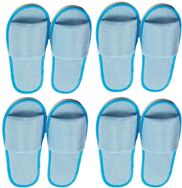 뉴리스 일회용 린넨 실내 슬리퍼, 블루, 4개