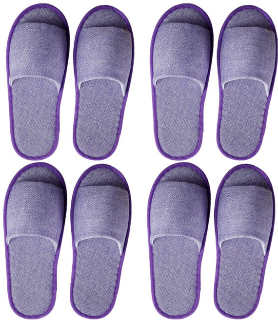뉴리스 일회용 린넨 실내 슬리퍼, 퍼플, 4개