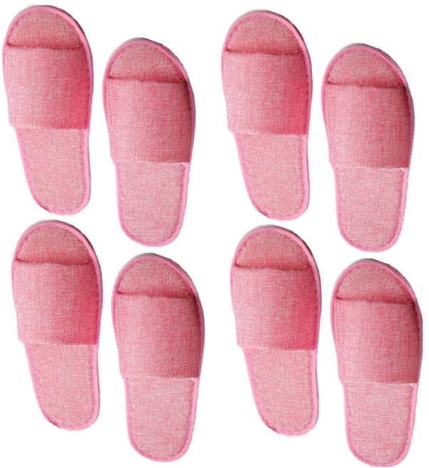 뉴리스 일회용 린넨 실내 슬리퍼, 핑크, 4개