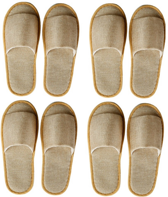 뉴리스 일회용 린넨 실내 슬리퍼, 브라운, 4개