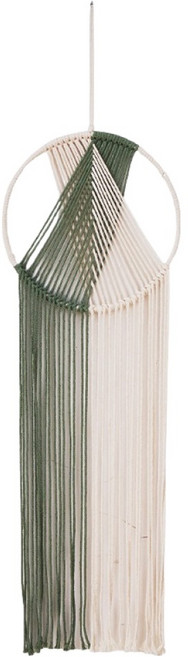 탑피아 마크라메 면 로프 벽 장식 태피스트리, 화이트 + 그린