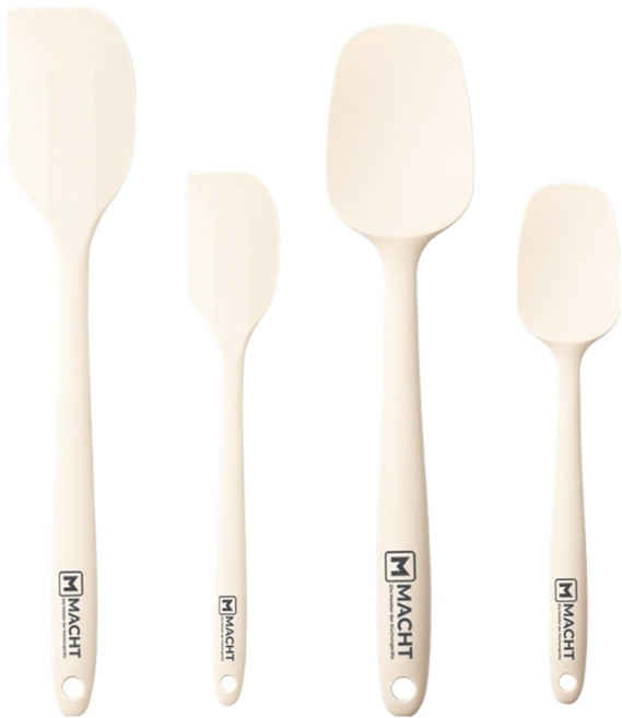 MACHT 독일산 마흐트 프리미엄 실리콘 조리도구 4종 세트, 1세트, 크림화이트, 스패츌러 대 + 스패츌러 소 + 요리스푼 대 + 요리스푼 소