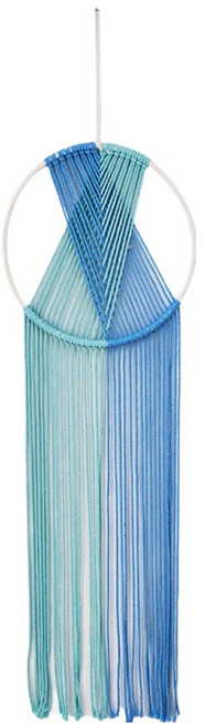 탑피아 마크라메 면 로프 벽 장식 태피스트리, 파란색 + 녹색