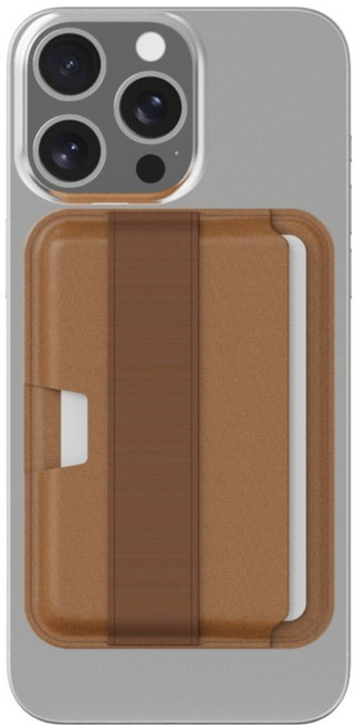 디버스 맥세이프 가죽 밴딩 스트랩 카드2장 수납 지갑, 브라운, 1개