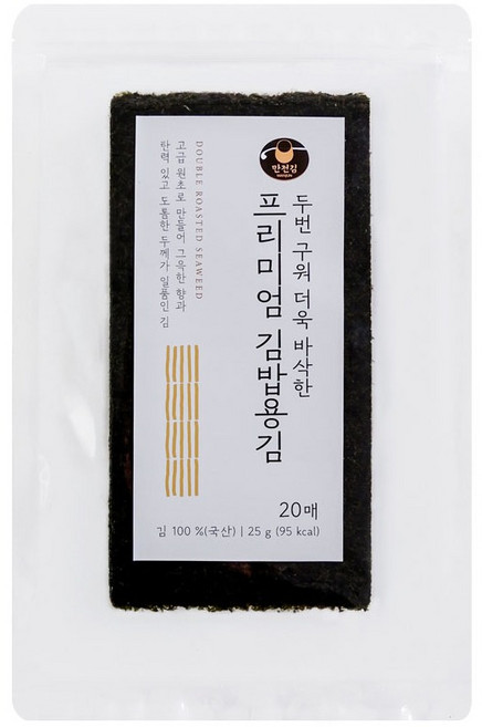 만전김 프리미엄 반절 김밥용김 20p, 25g, 1개